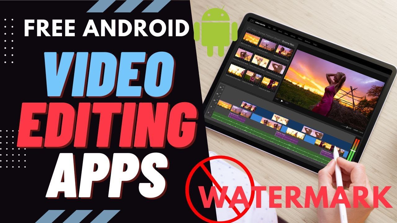 Smartphone displaying a modern video editing timeline interface with video clips and audio waves.